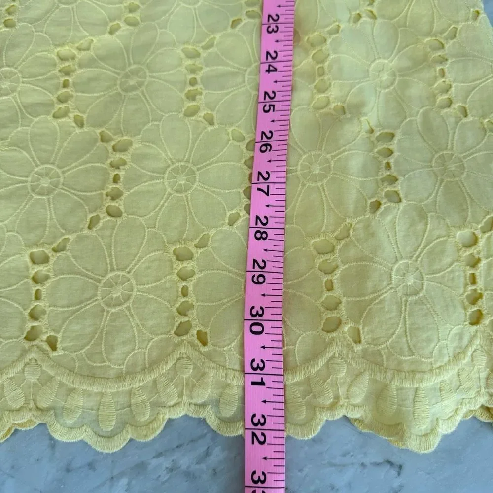Lilly Pulitzer Yellow Eyelet Spaghetti Strap Dress with Sweetheart Neckline Sz 4